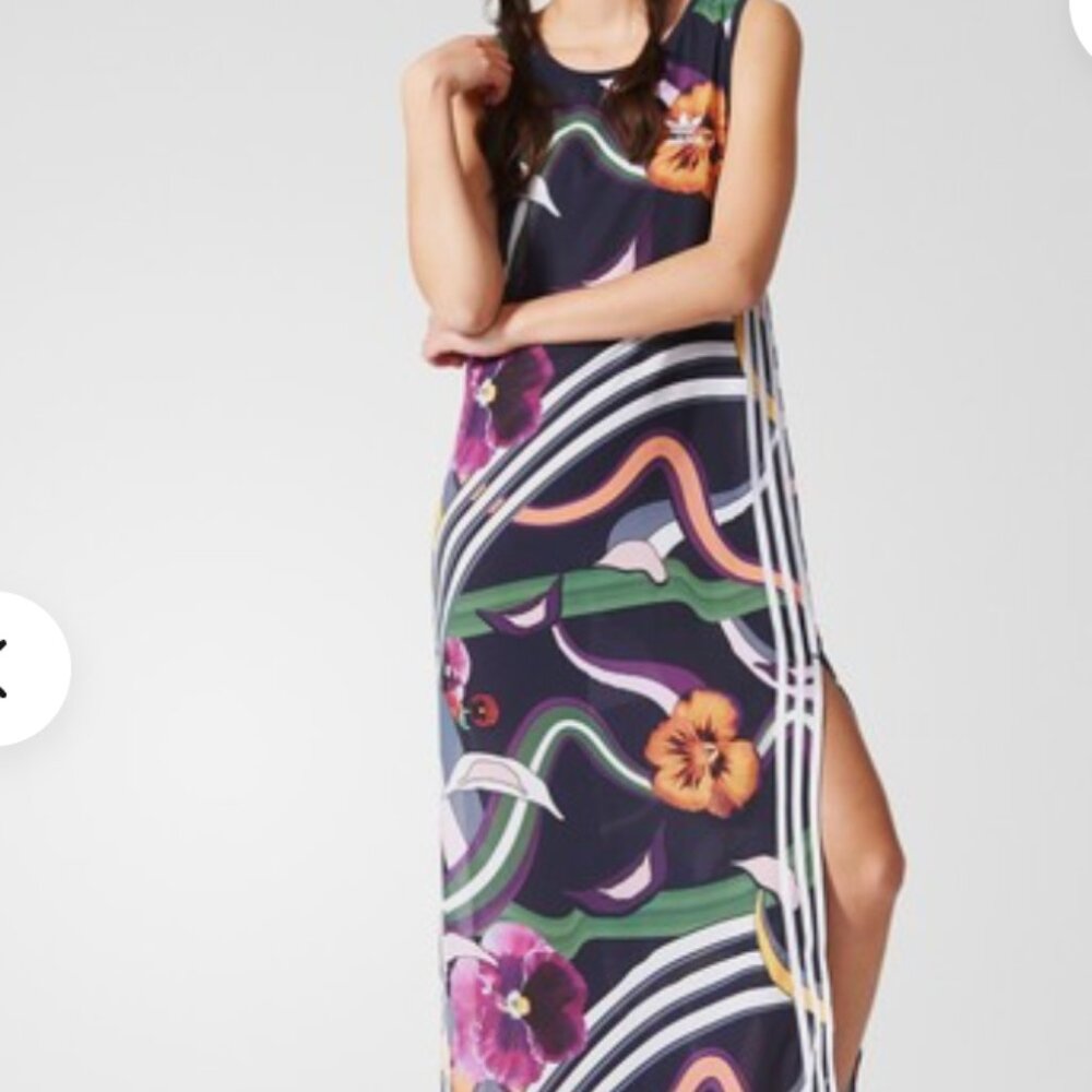 Adidas Originals Floral Burst Tank Top Long Dress Size Large